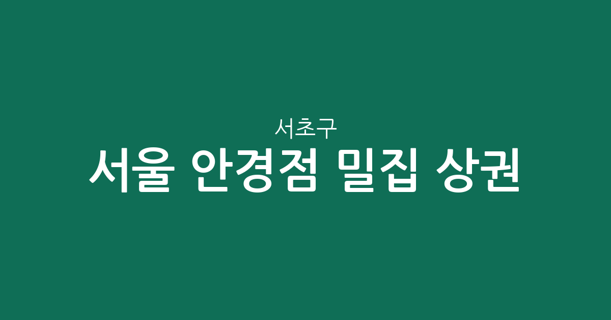 서울 서초구 안경점 밀집 상권 분석: 서초1동부터 방배·반포까지 분포 현황