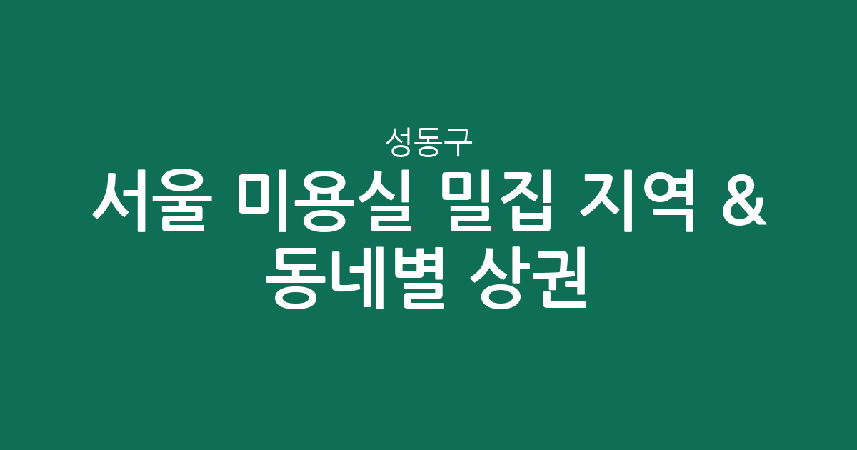 서울 성동구 미용실 밀집 지역 & 동네별 상권 분석: 나에게 맞는 헤어샵 찾기