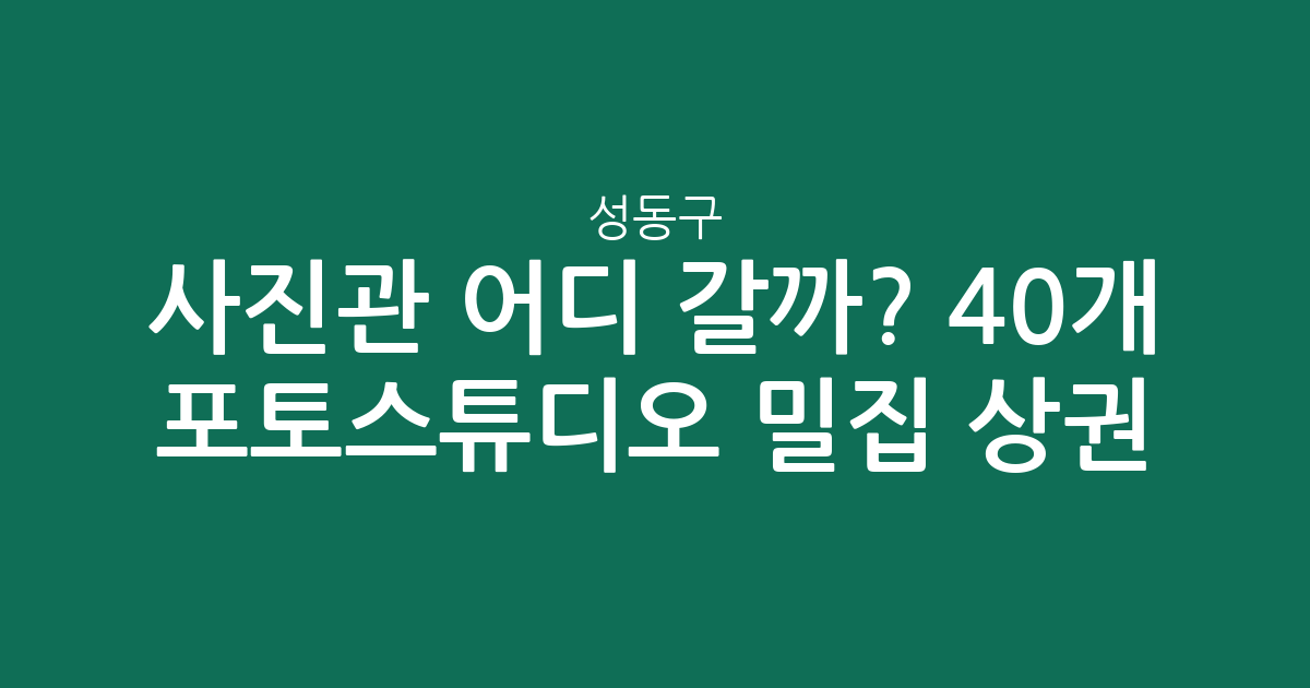 성동구 사진관 어디 갈까? 40개 포토스튜디오 밀집 상권 분석
