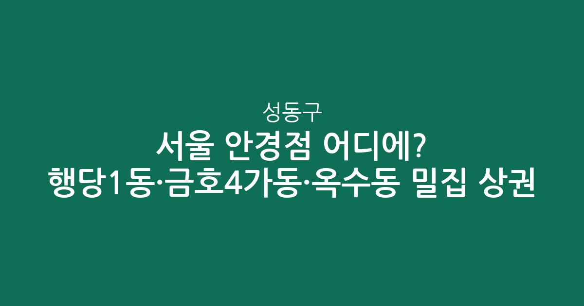 서울 성동구 안경점 어디에? 행당1동·금호4가동·옥수동 밀집 상권 분석