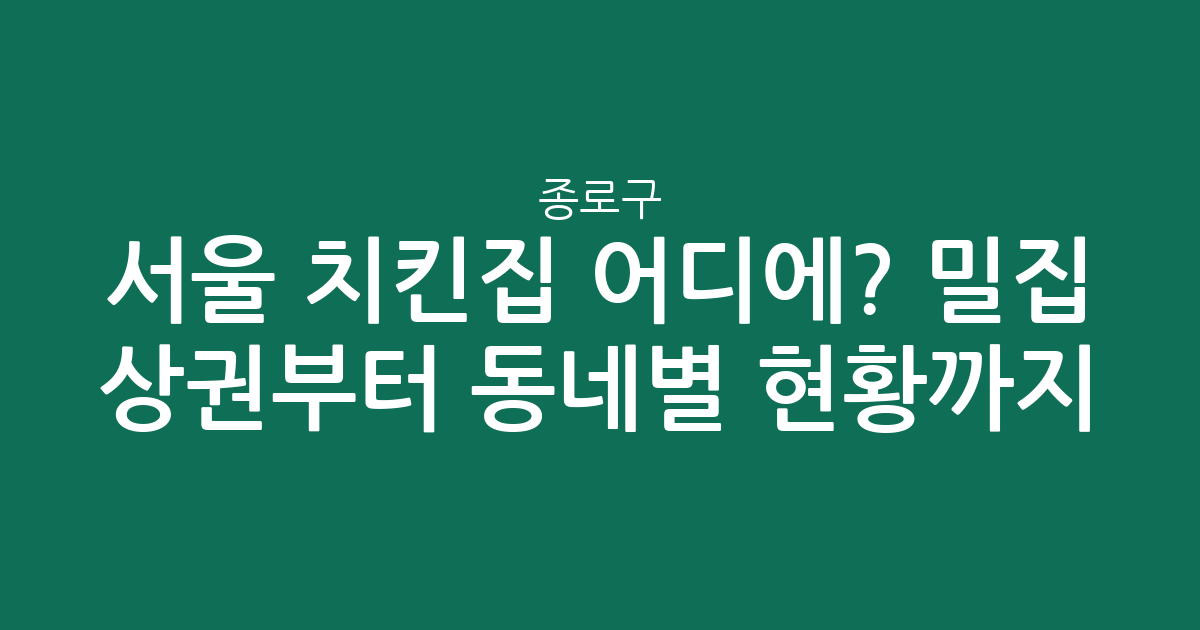 서울 종로구 치킨집 어디에? 밀집 상권부터 동네별 현황까지 분석