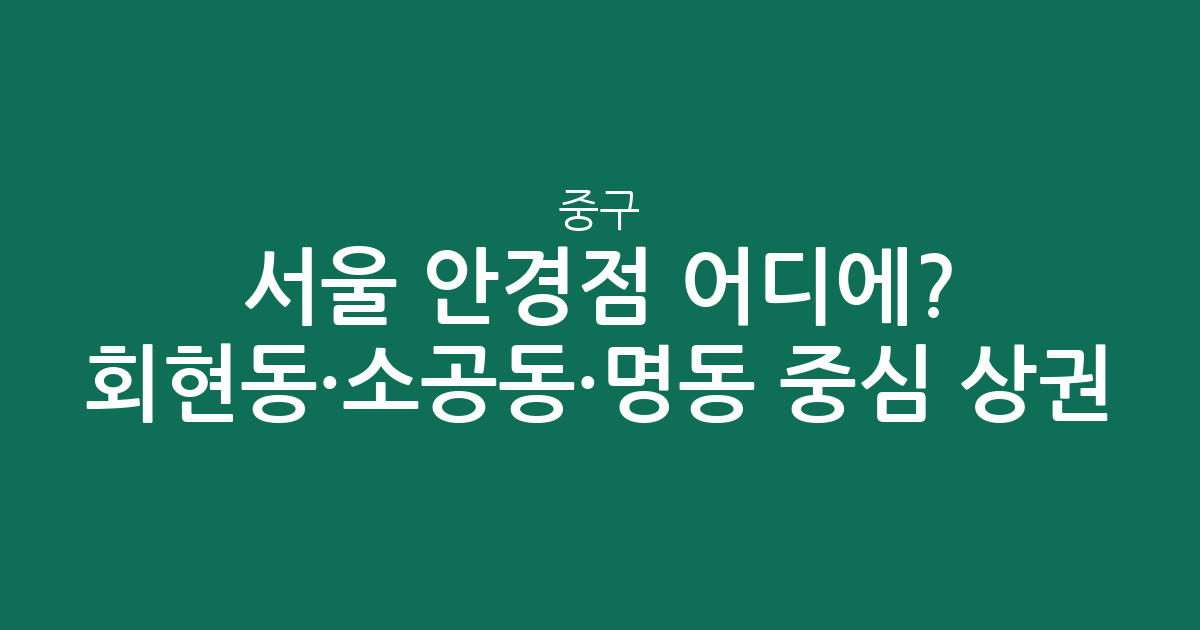서울 중구 안경점 어디에? 회현동·소공동·명동 중심 상권 분석