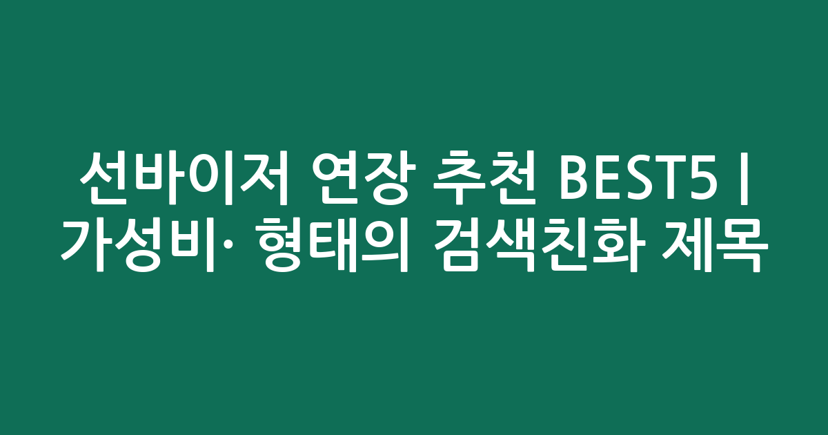 선바이저 연장 추천 BEST5 | 가성비·인기 비교 형태의 검색친화 제목