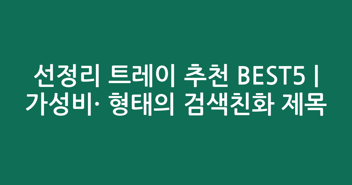 선정리 트레이 추천 BEST5 | 가성비·인기 비교 형태의 검색친화 제목