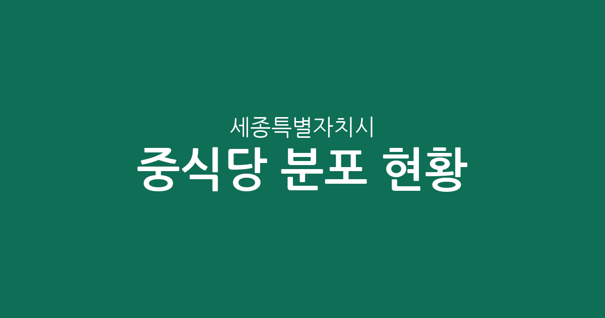세종특별자치시 중식당 분포 현황: 조치원읍부터 보람동까지 상권 분석