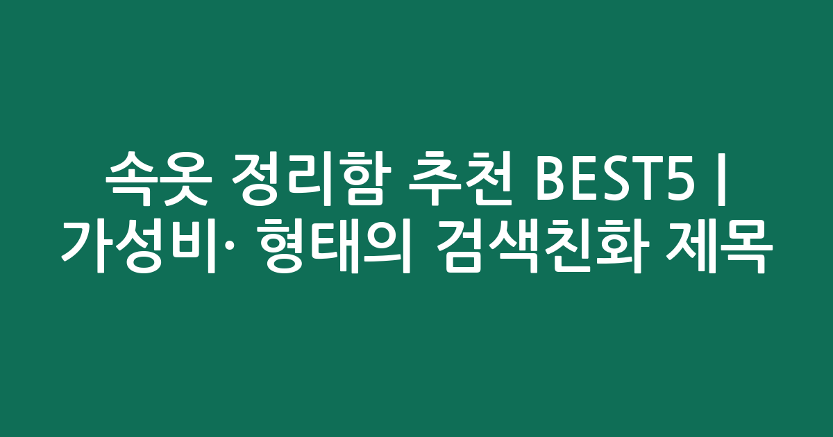 속옷 정리함 추천 BEST5 | 가성비·인기 비교 형태의 검색친화 제목