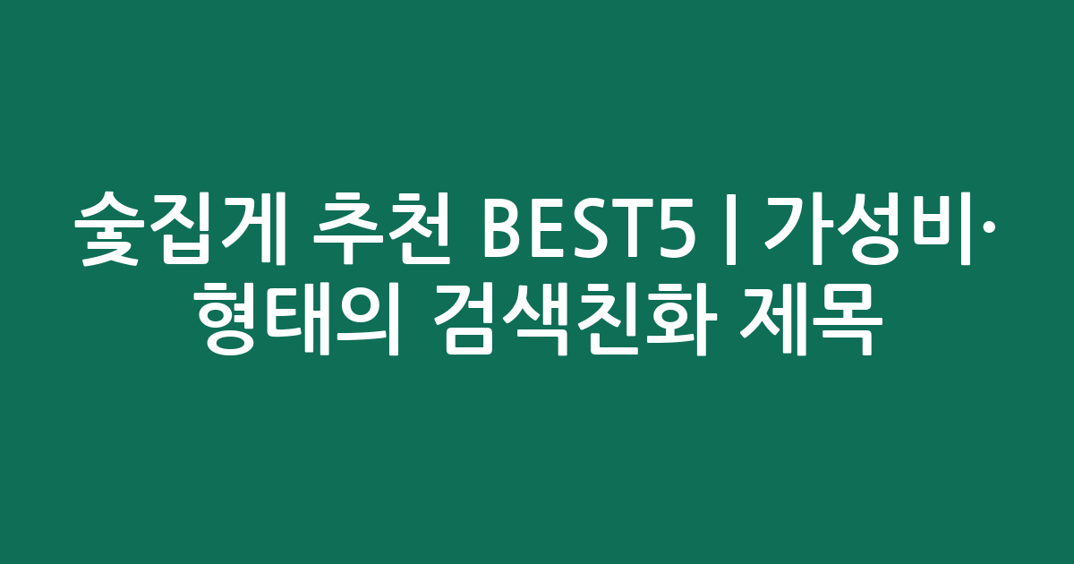 숯집게 추천 BEST5 | 가성비·인기 비교 형태의 검색친화 제목