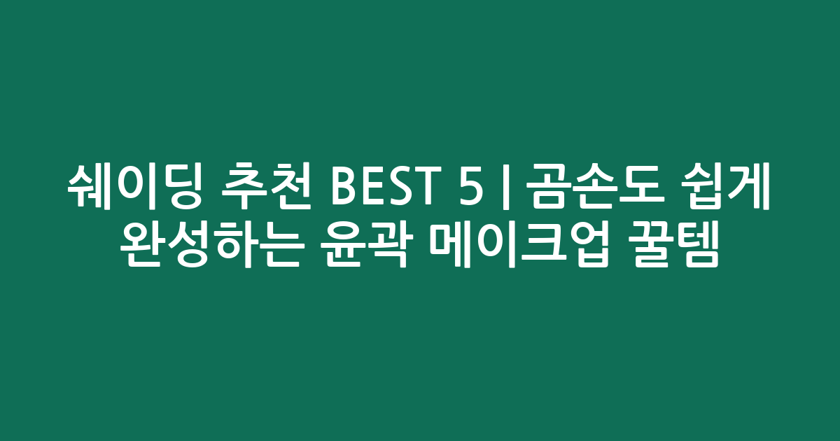 쉐이딩 추천 BEST 5 | 곰손도 쉽게 완성하는 윤곽 메이크업 꿀템 비교