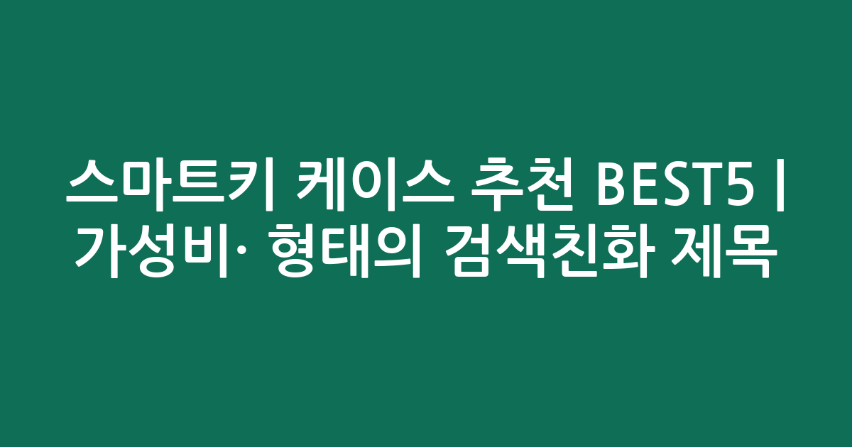 스마트키 케이스 추천 BEST5 | 가성비·인기 비교 형태의 검색친화 제목