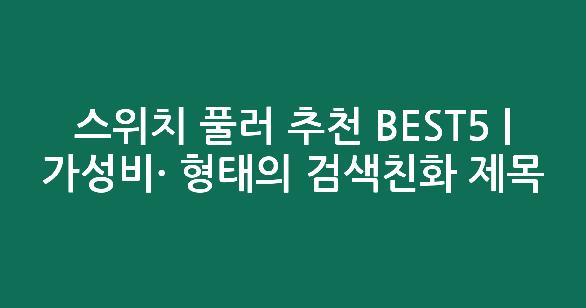 스위치 풀러 추천 BEST5 | 가성비·인기 비교 형태의 검색친화 제목
