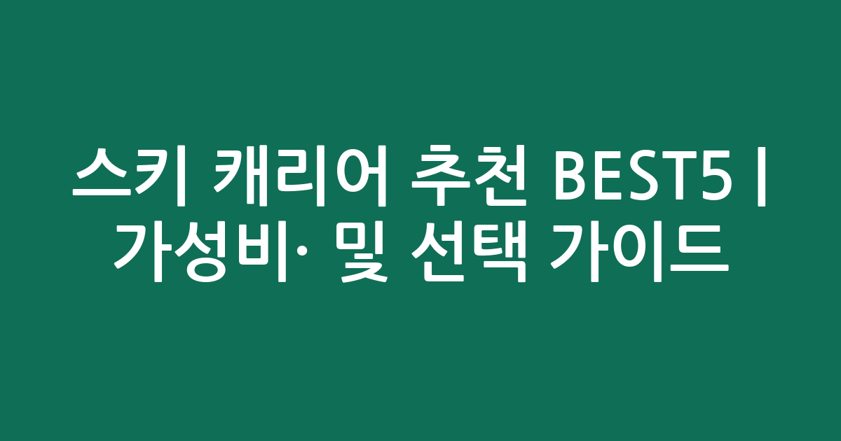 스키 캐리어 추천 BEST5 | 가성비·인기 비교 및 선택 가이드