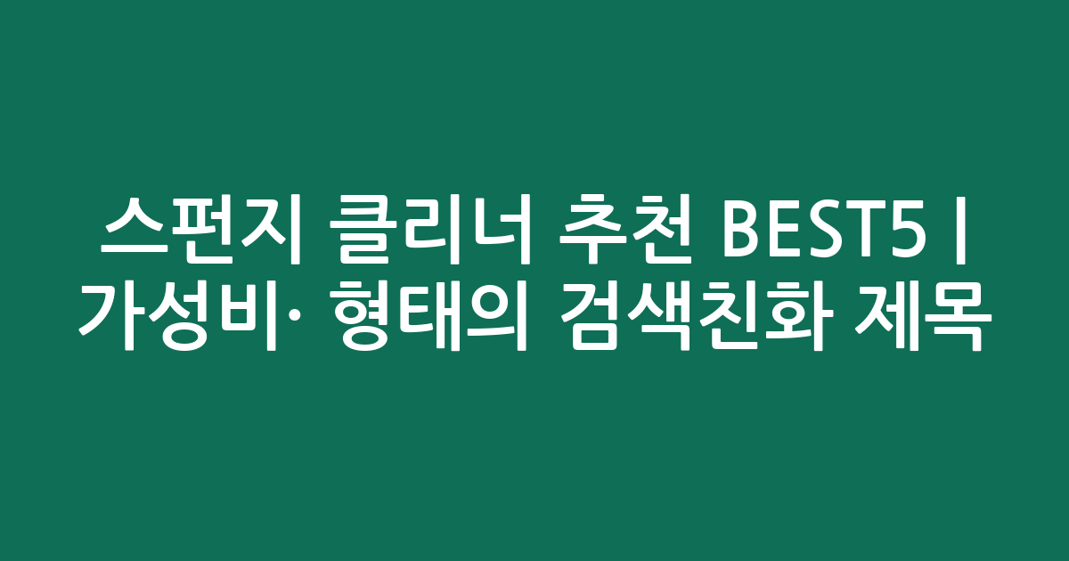 스펀지 클리너 추천 BEST5 | 가성비·인기 비교 형태의 검색친화 제목