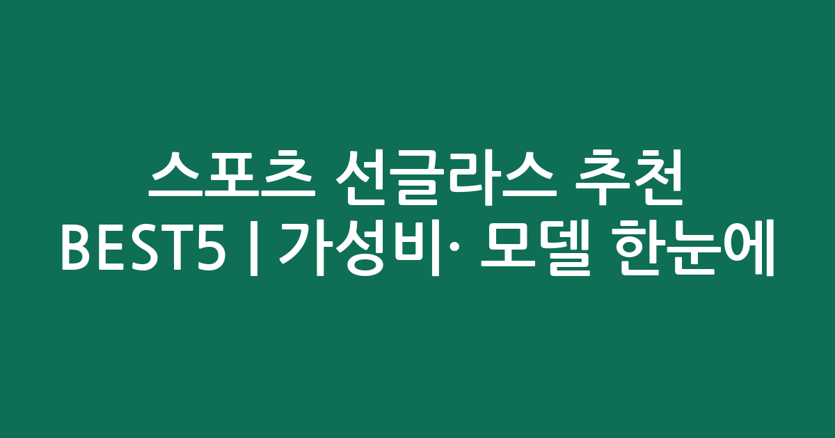 스포츠 선글라스 추천 BEST5 | 가성비·인기 모델 한눈에 비교