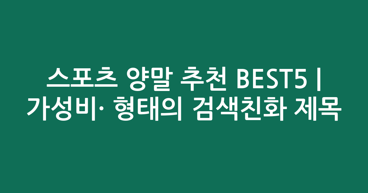 스포츠 양말 추천 BEST5 | 가성비·인기 비교 형태의 검색친화 제목