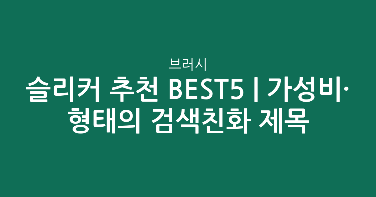 슬리커 브러시 추천 BEST5 | 가성비·인기 비교 형태의 검색친화 제목