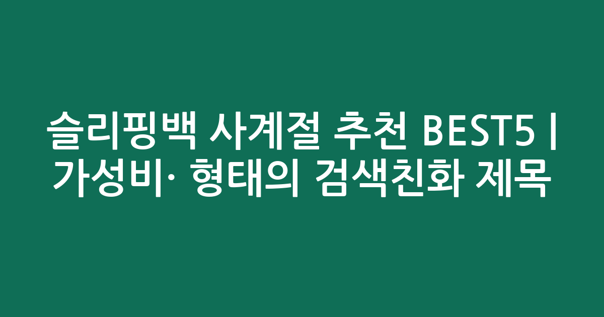 슬리핑백 사계절 추천 BEST5 | 가성비·인기 비교 형태의 검색친화 제목