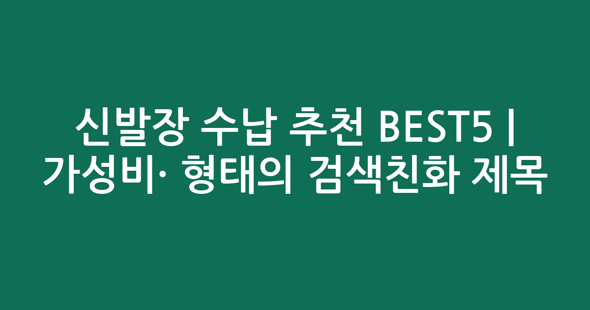 신발장 수납 추천 BEST5 | 가성비·인기 비교 형태의 검색친화 제목