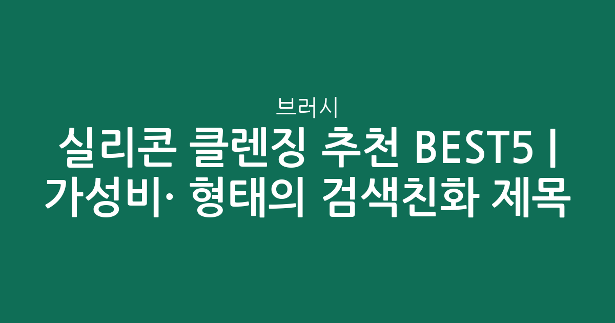 실리콘 클렌징 브러시 추천 BEST5 | 가성비·인기 비교 형태의 검색친화 제목