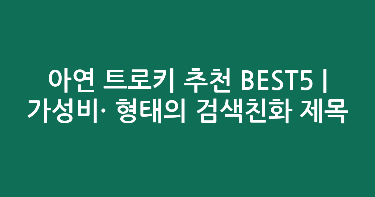 아연 트로키 추천 BEST5 | 가성비·인기 비교 형태의 검색친화 제목