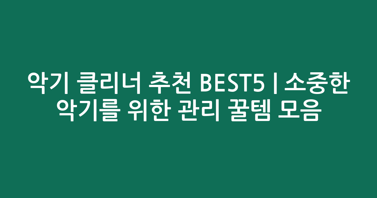 악기 클리너 추천 BEST5 | 소중한 악기를 위한 관리 꿀템 모음
