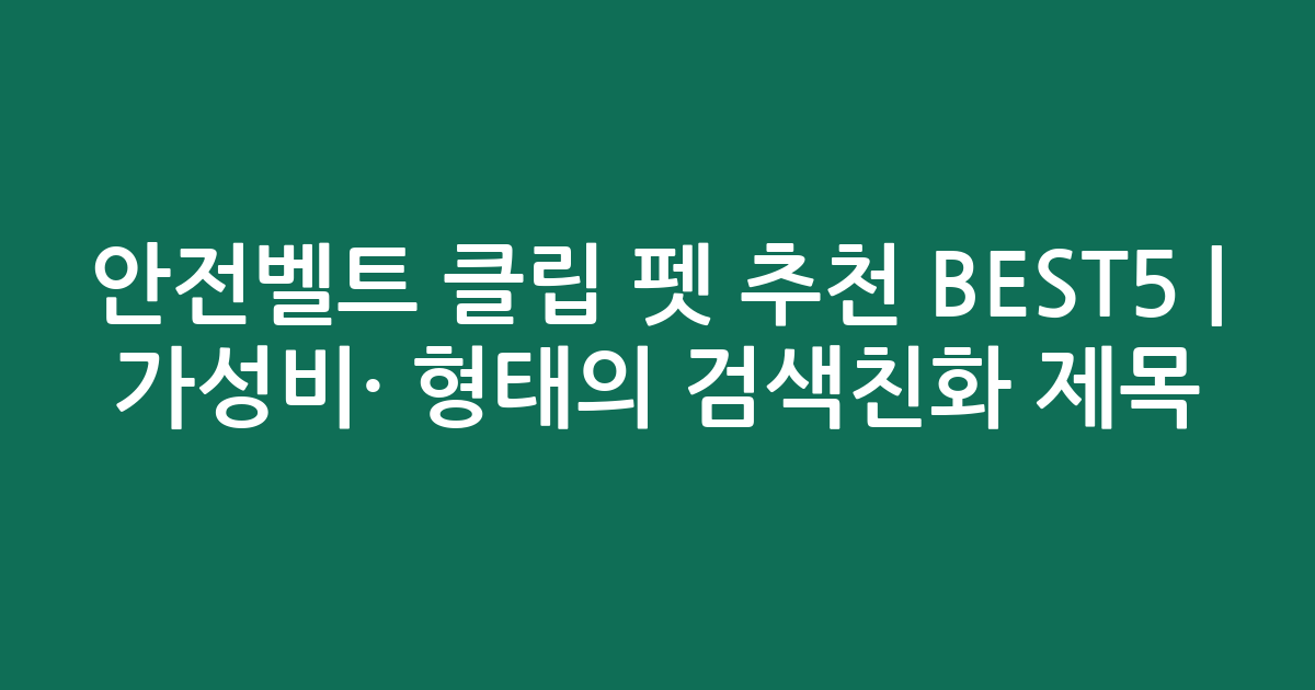 안전벨트 클립 펫 추천 BEST5 | 가성비·인기 비교 형태의 검색친화 제목