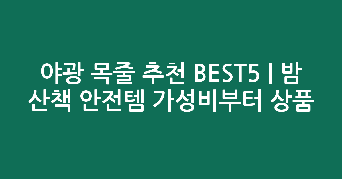 야광 목줄 추천 BEST5 | 밤 산책 안전템 가성비부터 인기 상품 비교