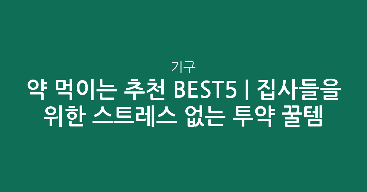 약 먹이는 기구 추천 BEST5 | 집사들을 위한 스트레스 없는 투약 꿀템 비교