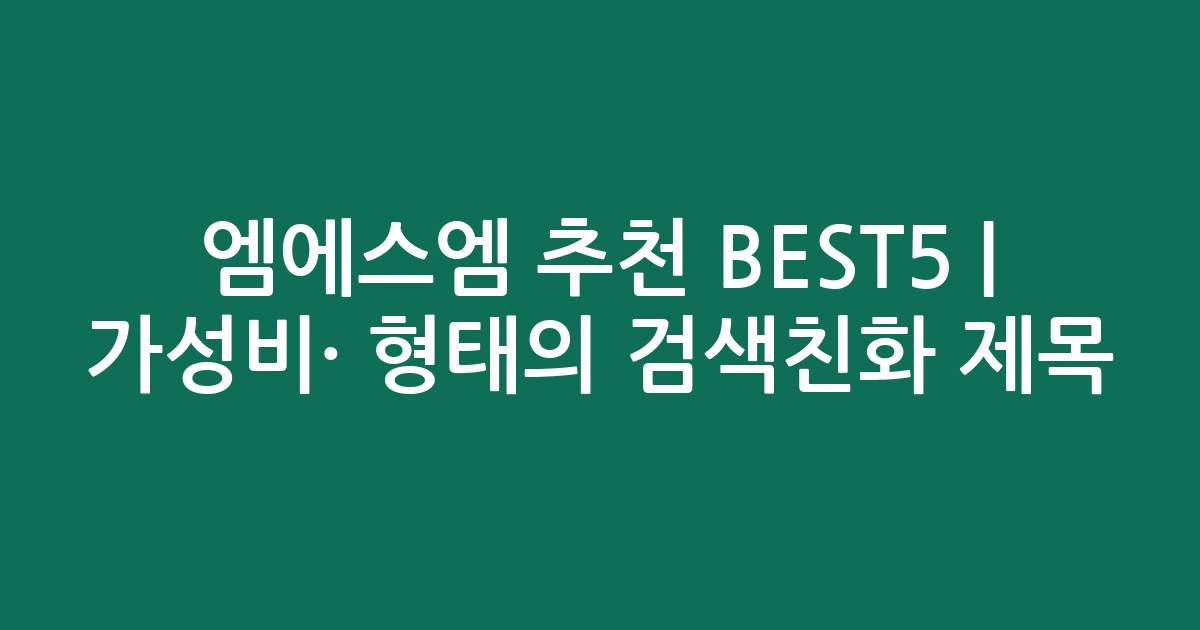 엠에스엠 추천 BEST5 | 가성비·인기 비교 형태의 검색친화 제목
