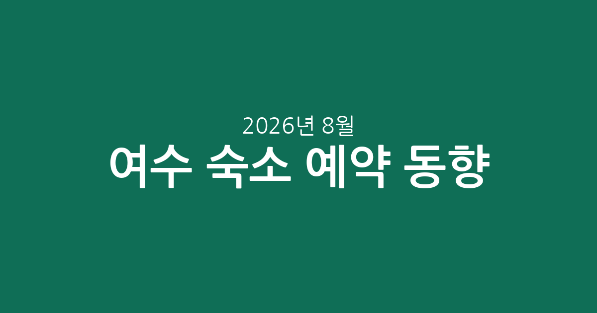 2026년 8월 여수 숙소 실시간 예약 동향: 가격, 별점, 인기 숙소 총정리