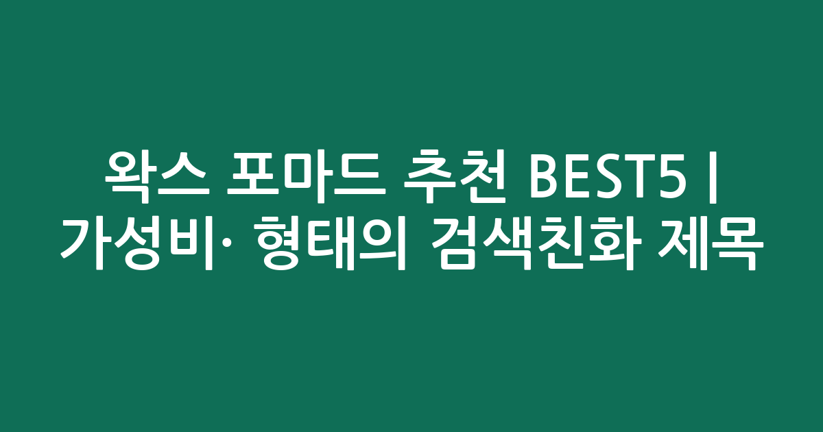 왁스 포마드 추천 BEST5 | 가성비·인기 비교 형태의 검색친화 제목