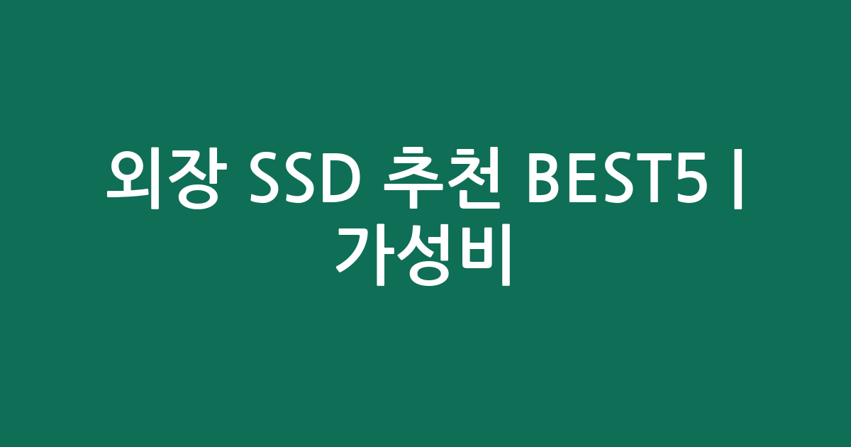 외장 SSD 추천 BEST5 | 가성비·인기 비교