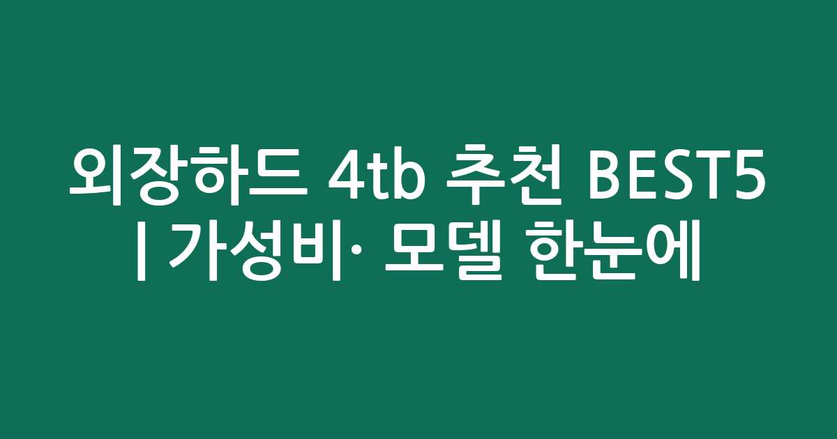 외장하드 4tb 추천 BEST5 | 가성비·인기 모델 한눈에 비교