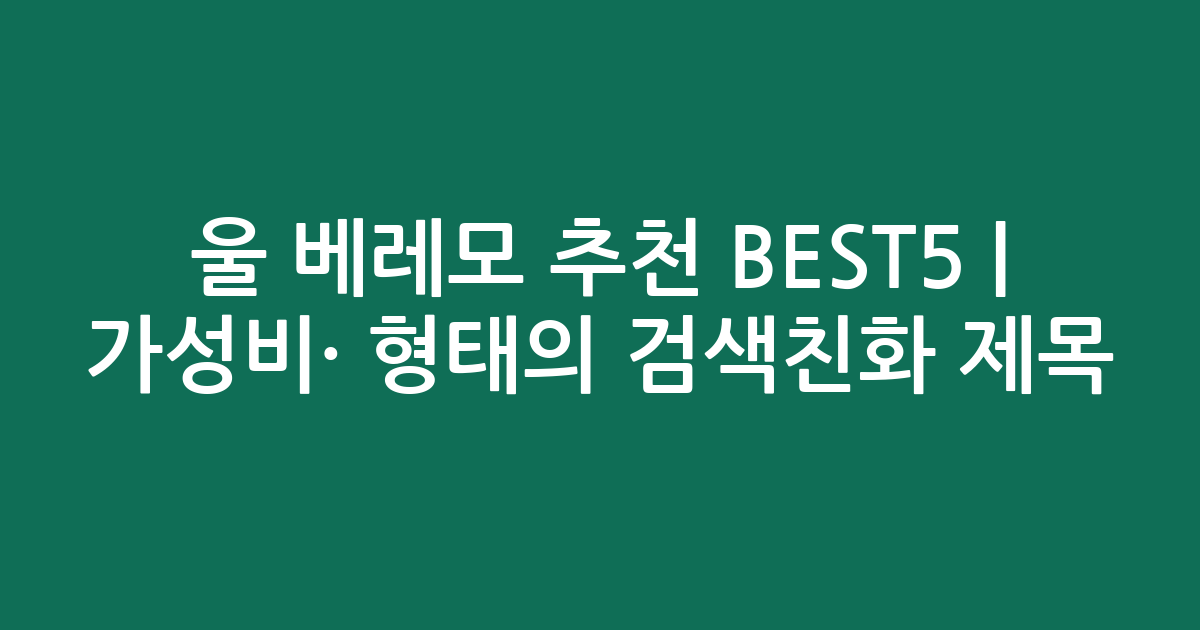 울 베레모 추천 BEST5 | 가성비·인기 비교 형태의 검색친화 제목