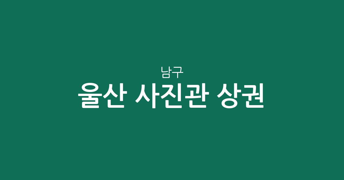 울산 남구 사진관 상권 분석: 삼산·신정·달동 등 행정동별 분포 현황
