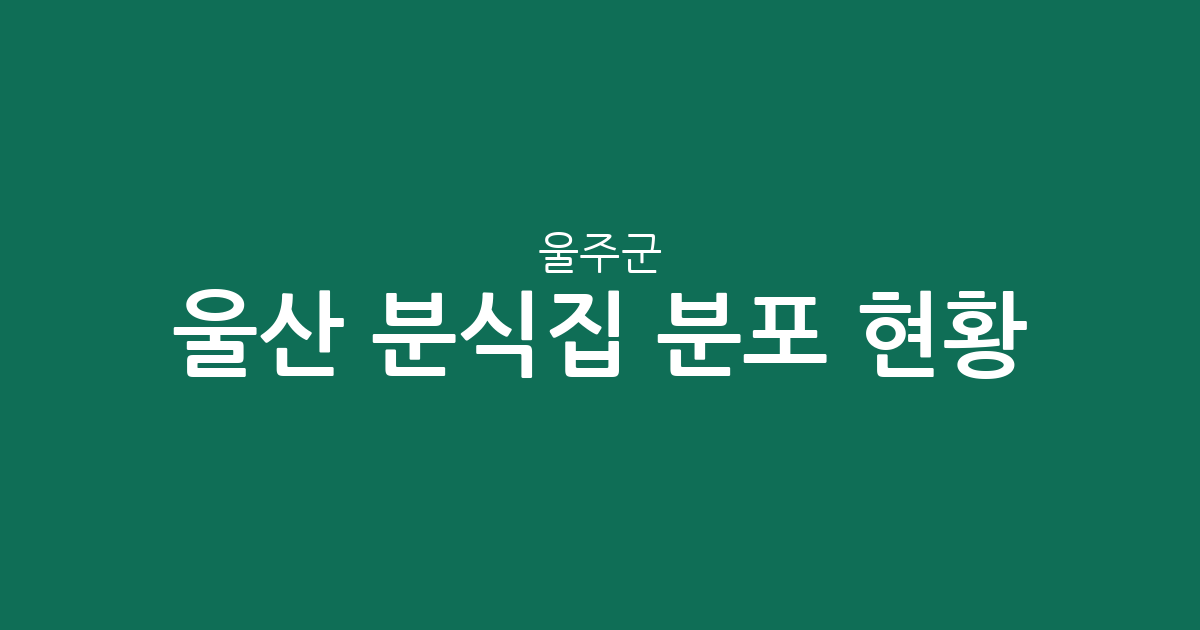 울산 울주군 분식집 분포 현황: 범서읍·언양읍 상권 중심 분석
