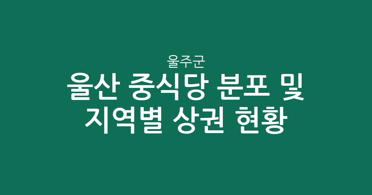 울산 울주군 중식당 분포 및 지역별 상권 현황 분석