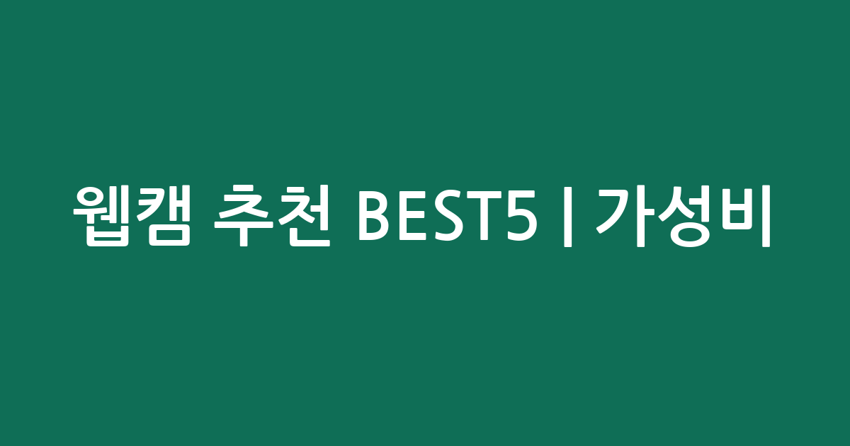 웹캠 추천 BEST5 | 가성비·인기 비교