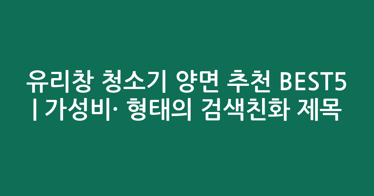 유리창 청소기 양면 추천 BEST5 | 가성비·인기 비교 형태의 검색친화 제목
