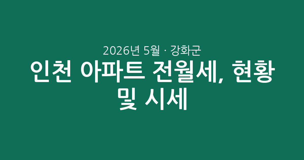 인천 강화군 2026년 5월 아파트 전월세, 현황 및 시세 분석