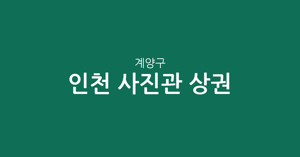 인천 계양구 사진관 상권 분석: 동네별 밀집도와 지역 분포 현황 정리