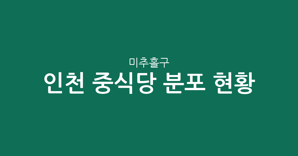 인천 미추홀구 중식당 분포 현황: 주안·용현동 등 주요 밀집 상권 분석
