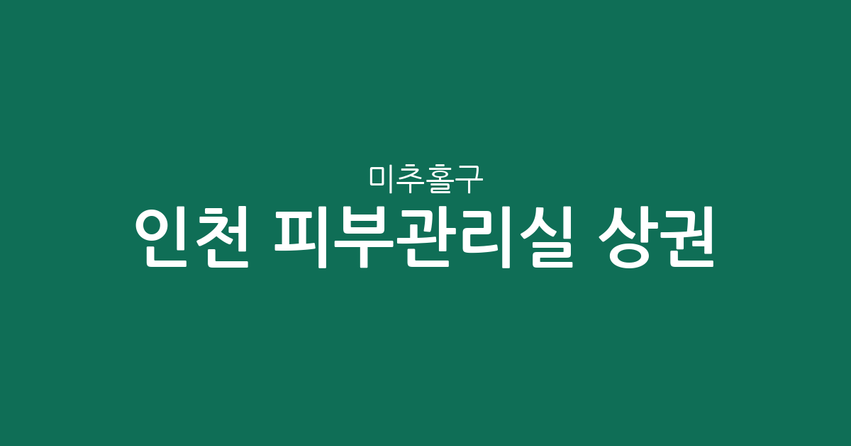인천 미추홀구 피부관리실 상권 분석: 용현동부터 주안동까지 밀집 지역 정보