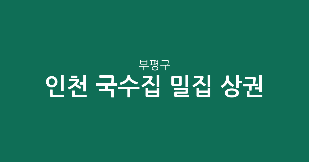 인천 부평구 국수집 밀집 상권 분석: 십정·부평·부개동 중심의 맛집 분포