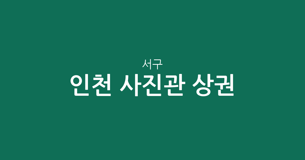 인천 서구 사진관 상권 분석: 가좌3동·석남1동 등 행정동별 분포 현황