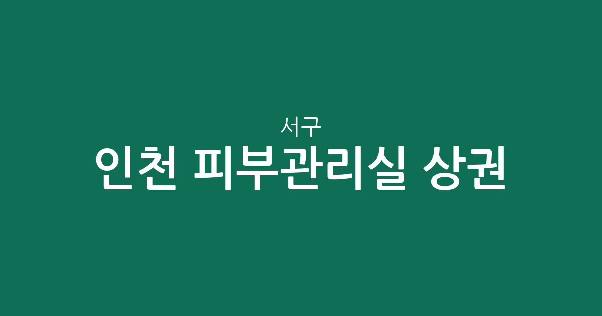 인천 서구 피부관리실 상권 분석: 석남동부터 청라까지 동네별 에스테틱 분포 현황