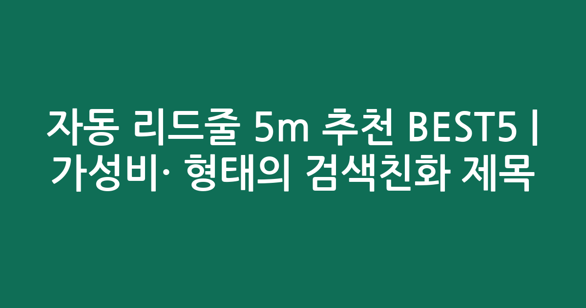 자동 리드줄 5m 추천 BEST5 | 가성비·인기 비교 형태의 검색친화 제목