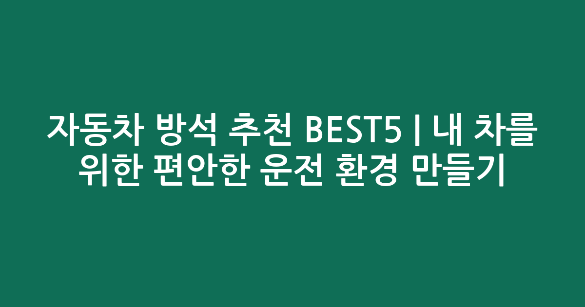 자동차 방석 추천 BEST5 | 내 차를 위한 편안한 운전 환경 만들기