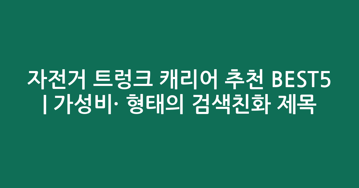 자전거 트렁크 캐리어 추천 BEST5 | 가성비·인기 비교 형태의 검색친화 제목