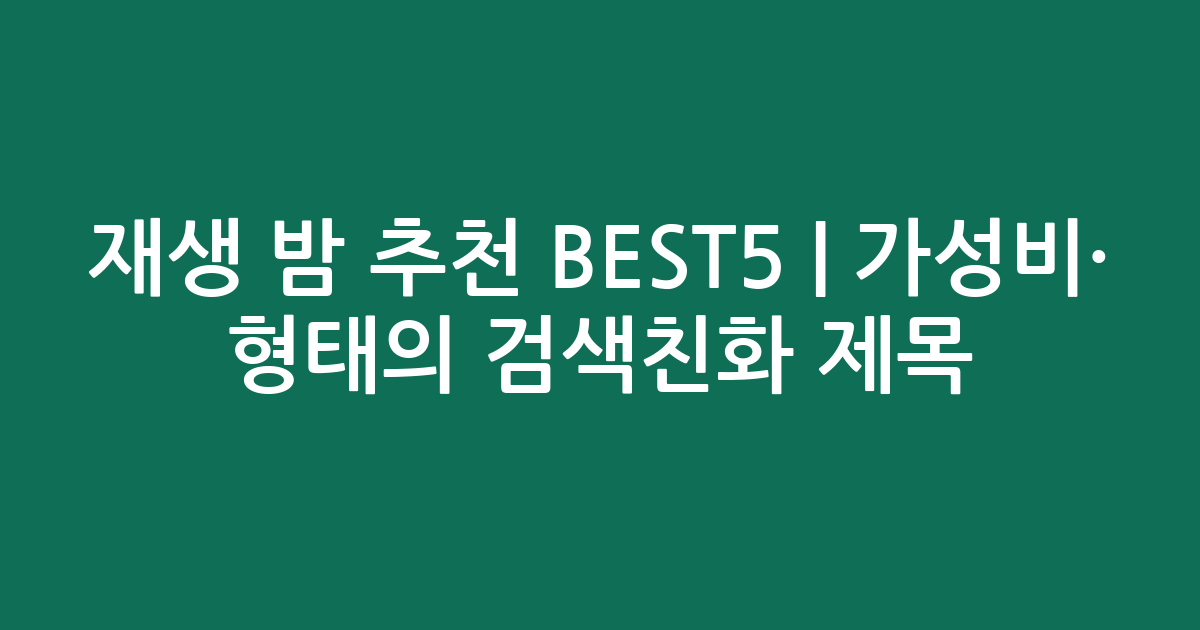 재생 밤 추천 BEST5 | 가성비·인기 비교 형태의 검색친화 제목