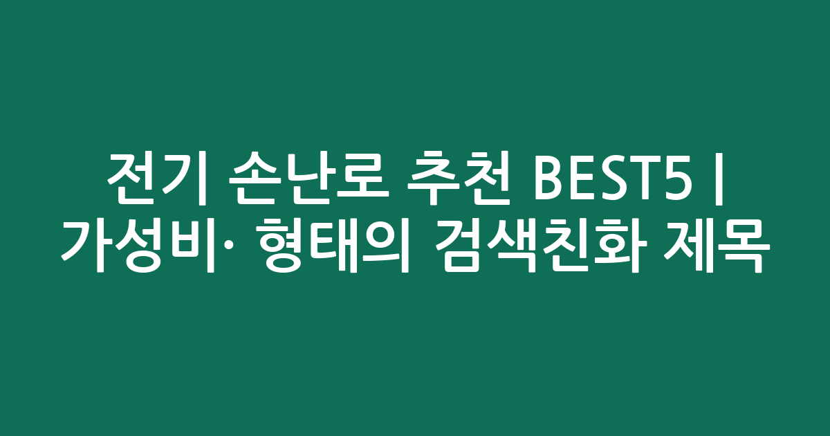 전기 손난로 추천 BEST5 | 가성비·인기 비교 형태의 검색친화 제목